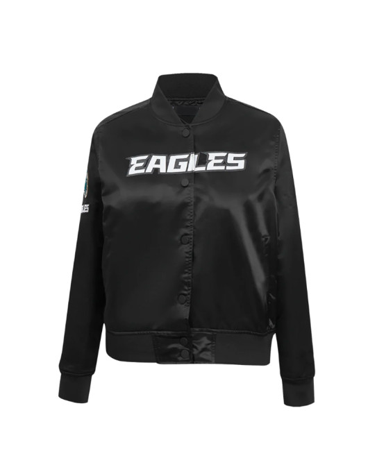 Classic Philadelphia Eagles Black Satin Jacket