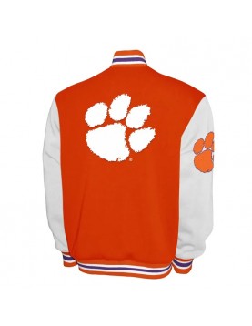Clemson Tigers Fleece Orange and White Varsity Jacket