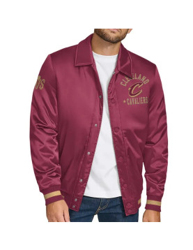 Cleveland Cavaliers Stitch Applique Wine Satin Jacket