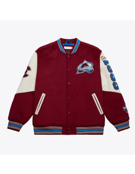 Colorado Avalanche Team History Burgundy Vintage Logo Varsity Jacket