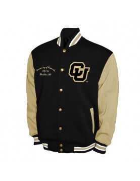 Colorado Buffaloes Fleece Black and Beige Varsity Jacket