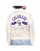 Colorado Rockies Printed Logo Varsity Satin Jacket