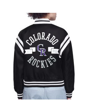 Colorado Rockies Printed Logo Varsity Satin Jacket