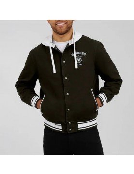 Cotton Hooded Black Las Vegas Raiders Jacket 