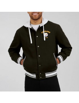 Cotton Hooded Black Pittsburgh Steelers Jacket 