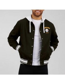 Cotton Hooded Black Pittsburgh Steelers Jacket 