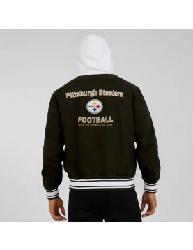 Cotton Hooded Black Pittsburgh Steelers Jacket 