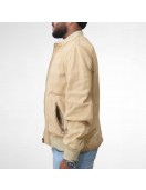 Cream Color Suede Bomber Jacket