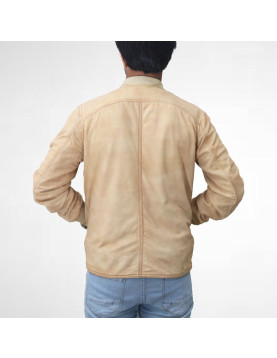 Cream Color Suede Bomber Jacket