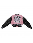 Cropped First Row Mixed Emotions Pink Varsity Jacket Cropped First Row Mixed Emotions Pink Varsity Jacket