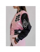 Cropped First Row Mixed Emotions Pink Varsity Jacket Cropped First Row Mixed Emotions Pink Varsity Jacket