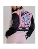 Cropped First Row Mixed Emotions Pink Varsity Jacket Cropped First Row Mixed Emotions Pink Varsity Jacket