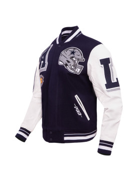Dallas Cowboys Mashup Rib Varsity Wool and Leather Jacket