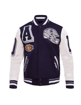 Dallas Cowboys Mashup Rib Varsity Wool and Leather Jacket