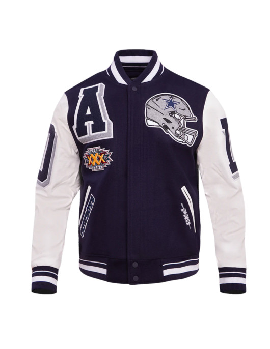 Dallas Cowboys Mashup Rib Varsity Wool and Leather Jacket