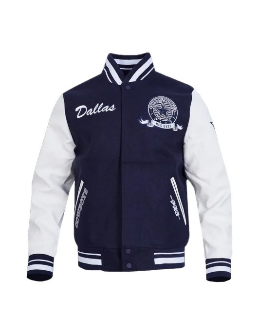 Dallas Cowboys Team Badge Classic Rib Varsity Jacket Dallas Cowboys Team Badge Classic Rib Varsity Jacket