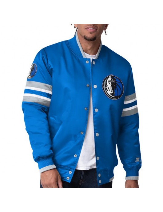 Dallas Mavericks Scout Blue Varsity Satin Jacket Dallas Mavericks Scout Blue Varsity Satin Jacket