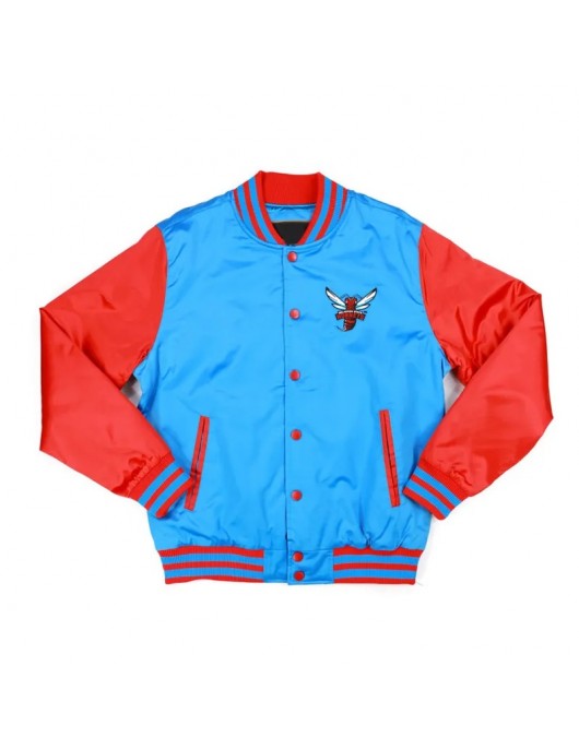 Delaware State Sky Blue and Red Baseball Jacket