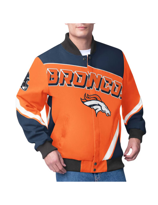 Denver Broncos Maximum Racing Orange Jacketm Racing Black Jacket