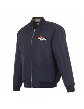 Denver Broncos Navy/Gray Full-Zip Reversible Flight Jacket