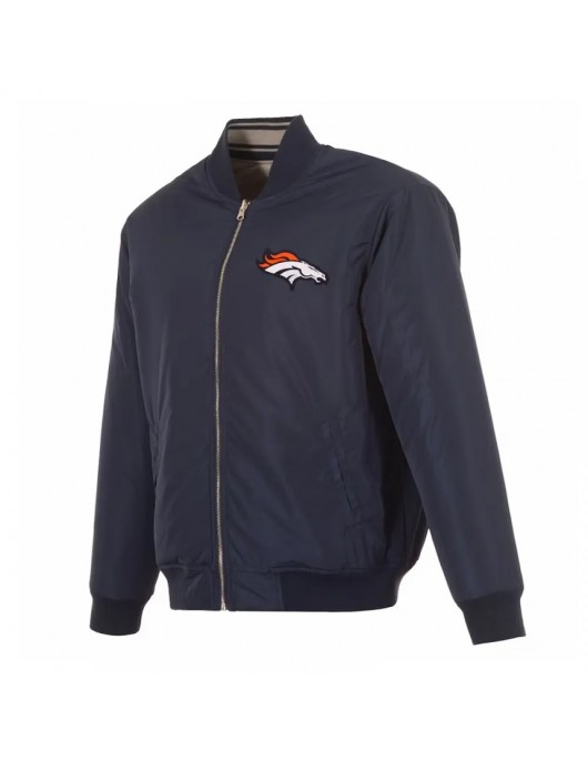 Denver Broncos Navy/Gray Full-Zip Reversible Flight Jacket
