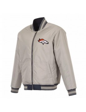 Denver Broncos Navy/Gray Full-Zip Reversible Flight Jacket
