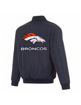 Denver Broncos Navy/Gray Full-Zip Reversible Flight Jacket