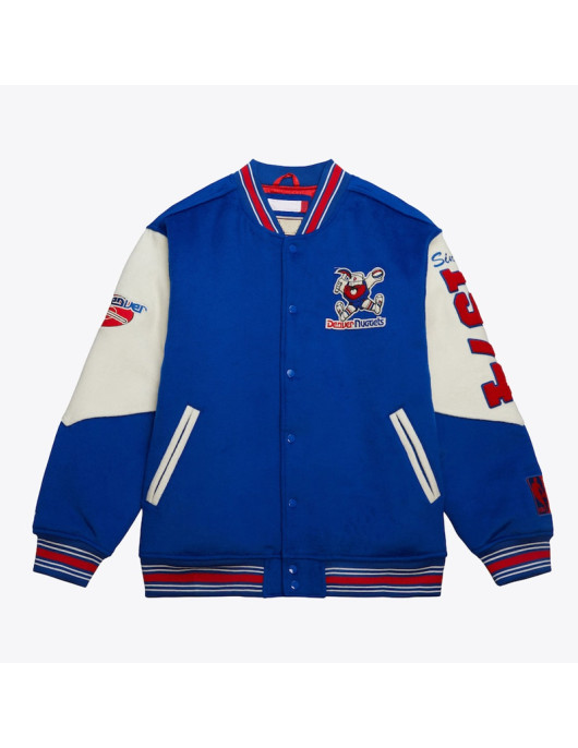 Denver Nuggets Team History Royal Vintage Logo Varsity Jacket