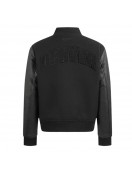 Denver Nuggets Triple Black Varsity Wool and Leather Jacket