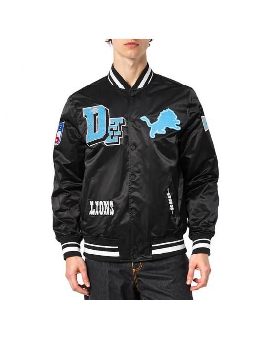 Detroit Lions Best of Classic Rib Satin Jacket Detroit Lions Best of Classic Rib Satin Jacket