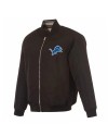 Detroit Lions Black/Gray Full-Zip Reversible Flight Jacket
