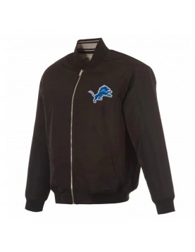 Detroit Lions Black/Gray Full-Zip Reversible Flight Jacket