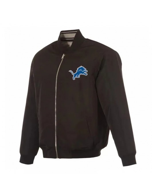 Detroit Lions Black/Gray Full-Zip Reversible Flight Jacket