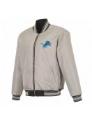 Detroit Lions Black/Gray Full-Zip Reversible Flight Jacket
