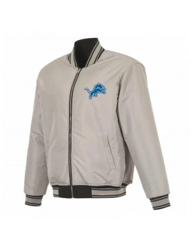 Detroit Lions Black/Gray Full-Zip Reversible Flight Jacket