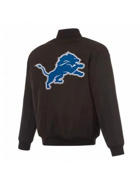 Detroit Lions Black/Gray Full-Zip Reversible Flight Jacket
