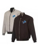 Detroit Lions Black/Gray Full-Zip Reversible Flight Jacket