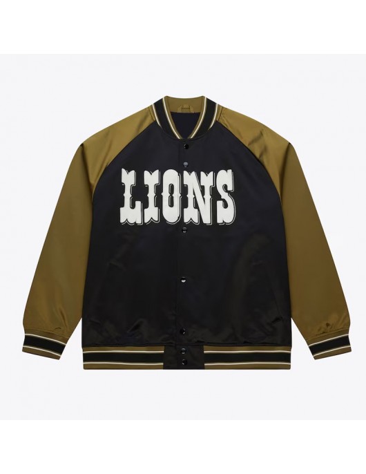 Detroit Lions Black/Olive Satin Double Clutch Jacket Detroit Lions Black/Olive Satin Double Clutch Jacket