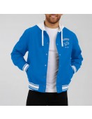 Detroit Lions Blue Hooded Cotton Jacket