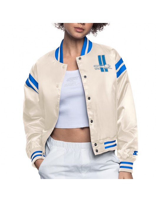 Detroit Lions Cream Full Count Satin Jacket