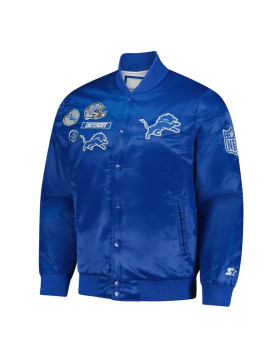 Detroit Lions Exclusive Blue Varsity Satin Jacket