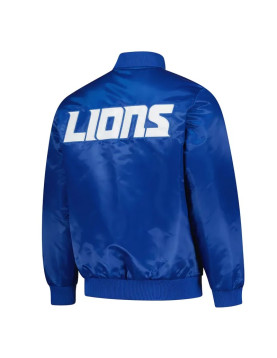 Detroit Lions Exclusive Blue Varsity Satin Jacket