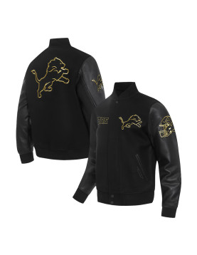 Detroit Lions Full-Zip Black Varsity Jacket