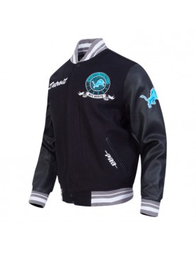 Detroit Lions Team Badge Classic Rib Varsity Jacket