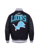 Detroit Lions Team Badge Classic Rib Varsity Jacket Detroit Lions Team Badge Classic Rib Varsity Jacket