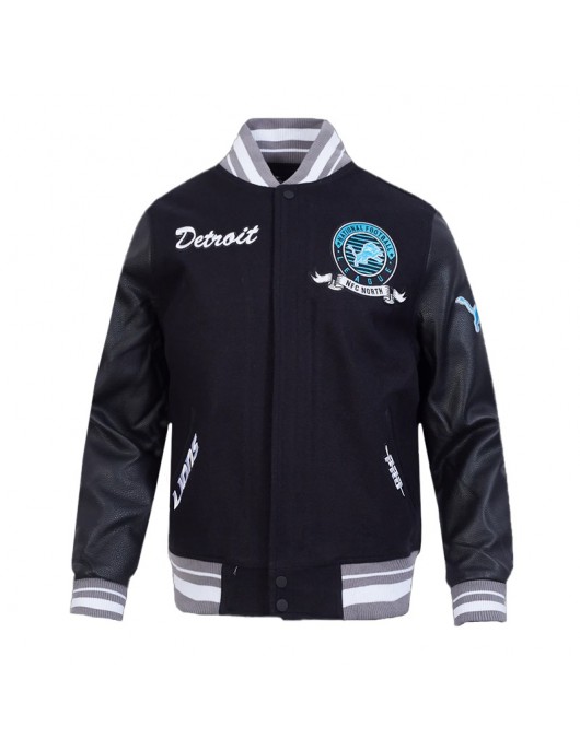 Detroit Lions Team Badge Classic Rib Varsity Jacket Detroit Lions Team Badge Classic Rib Varsity Jacket