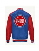 Detroit Pistons Blue and Red Varsity Satin Jacket Detroit Pistons Blue and Red Varsity Satin Jacket