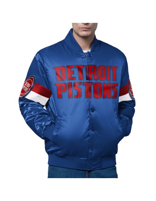 Detroit Pistons Triple Option Full-Snap Varsity Satin Jacket