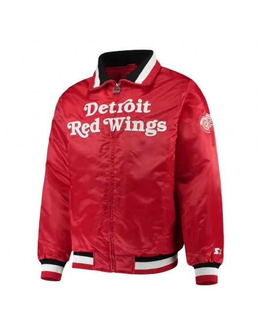 Detroit Red Wings Captain II Full-Zip Red Satin Jacket Detroit Red Wings Captain II Full-Zip Red Satin Jacket