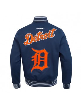 Detroit Tigers Navy Double Knit Game Day Current Logo Full-Snap Jacket